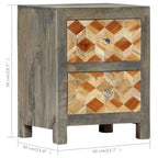 Bedside Cabinet Grey and brown Solid mango wood, MDF