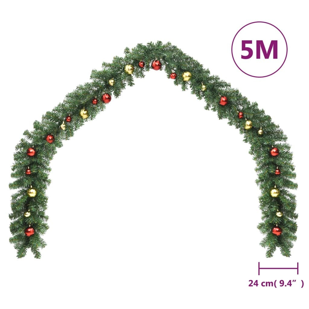 Christmas Garland Green, Gold, Red PVC 16.4 feet