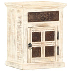 Bedside Cabinet White Solid Mango Wood 15.7x11.8x19.7 in