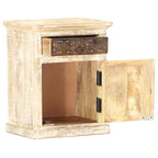 Bedside Cabinet White Solid Mango Wood 15.7x11.8x19.7 in
