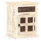 Bedside Cabinet White Solid Mango Wood 15.7x11.8x19.7 in