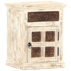 Bedside Cabinet White Solid Mango Wood 15.7x11.8x19.7 in