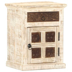 Bedside Cabinet White Solid Mango Wood 15.7x11.8x19.7 in