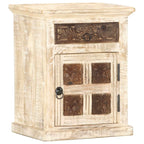 Bedside Cabinet White Solid Mango Wood 15.7x11.8x19.7 in
