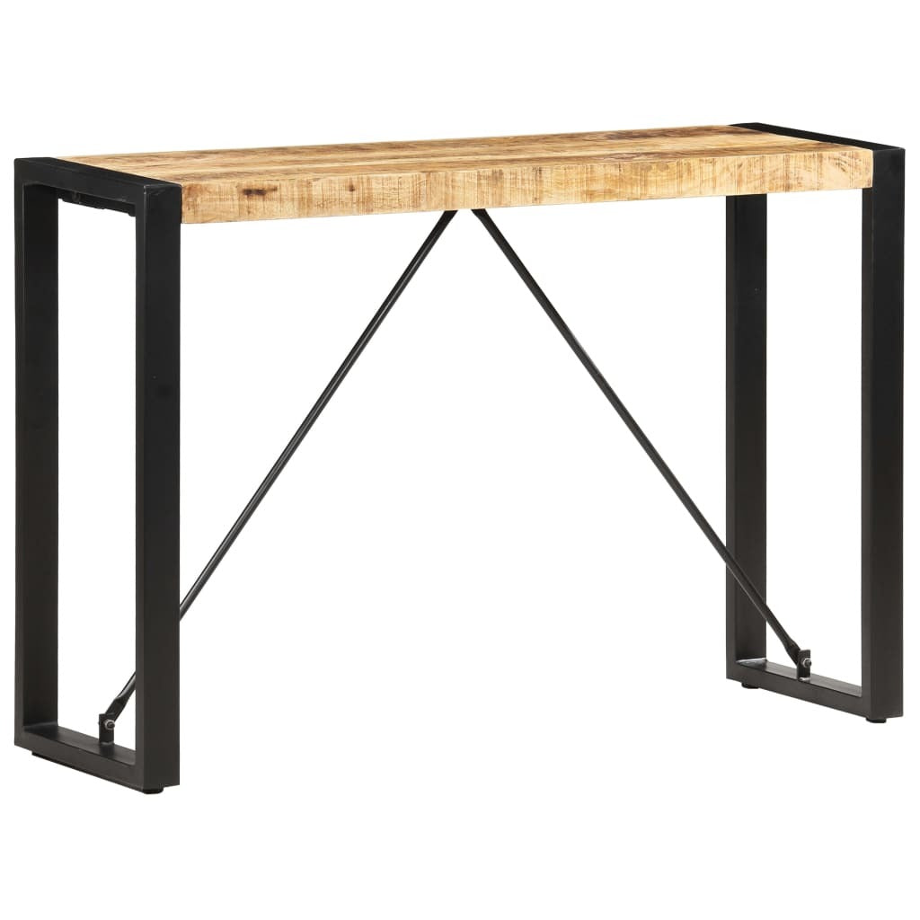 Console Table Brown and Black Solid Mango Wood, Powder-Coated Steel