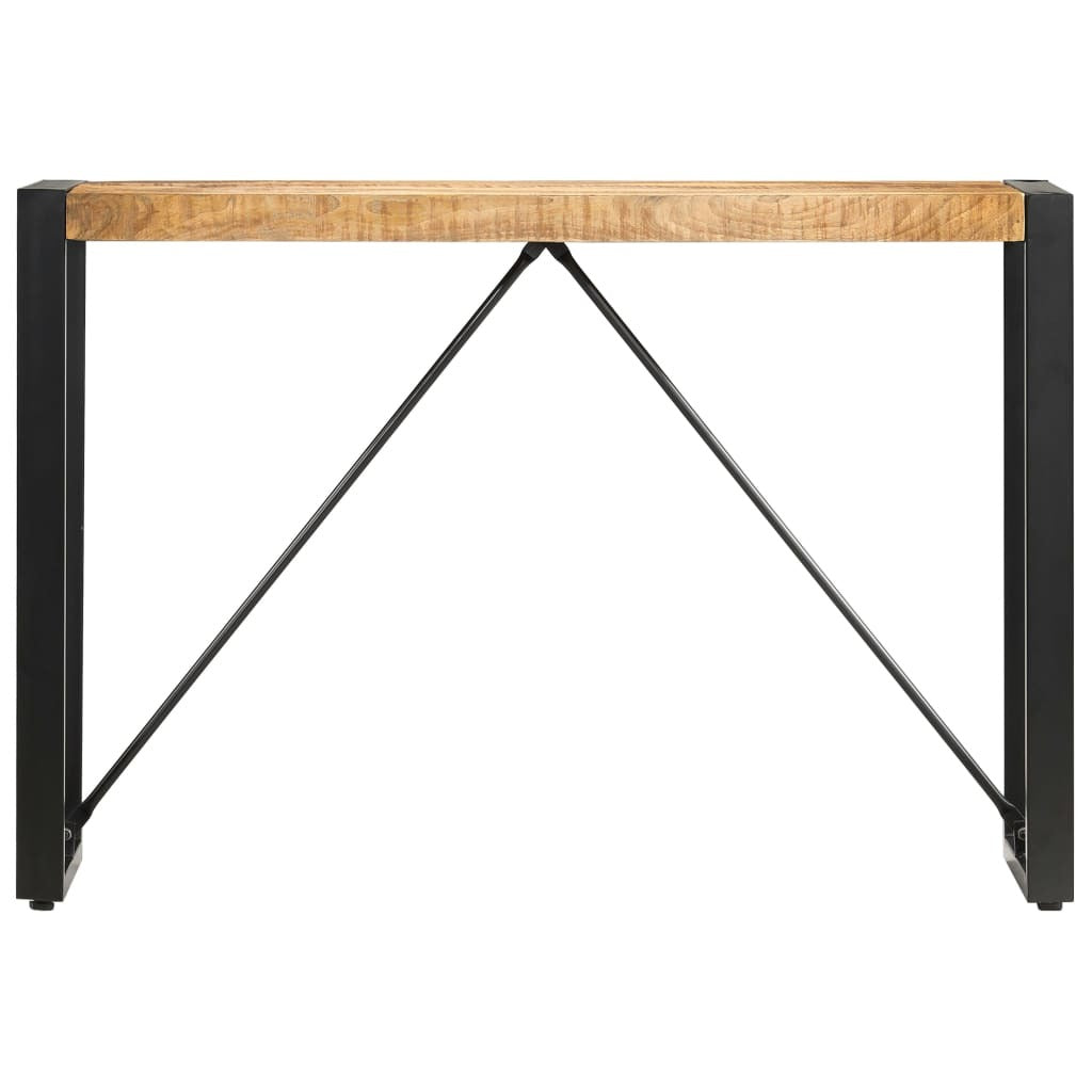 Console Table Brown and Black Solid Mango Wood, Powder-Coated Steel