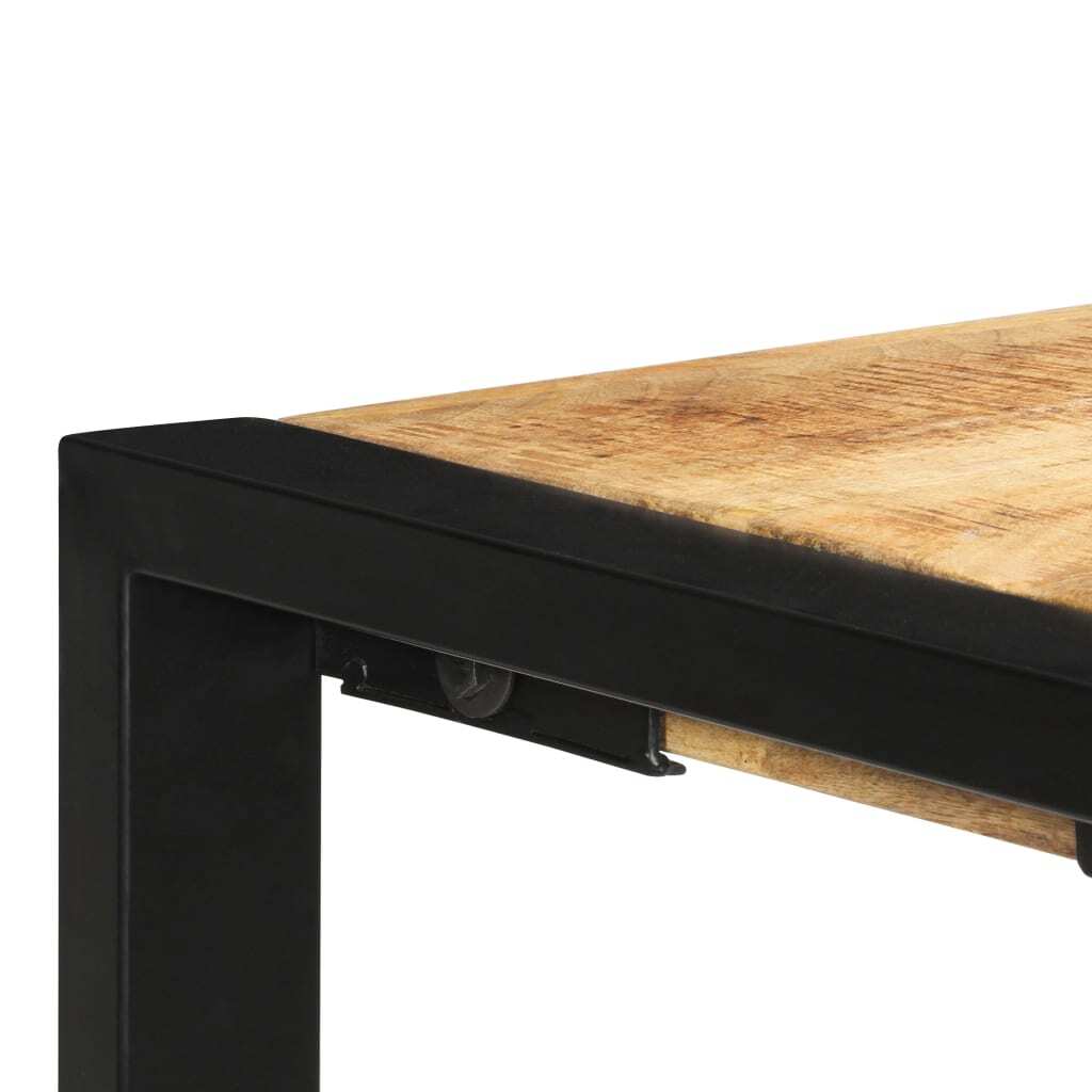 Console Table Brown and Black Solid Mango Wood, Powder-Coated Steel