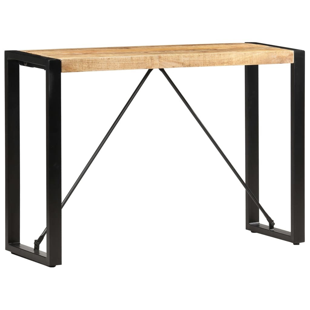 Console Table Brown and Black Solid Mango Wood, Powder-Coated Steel