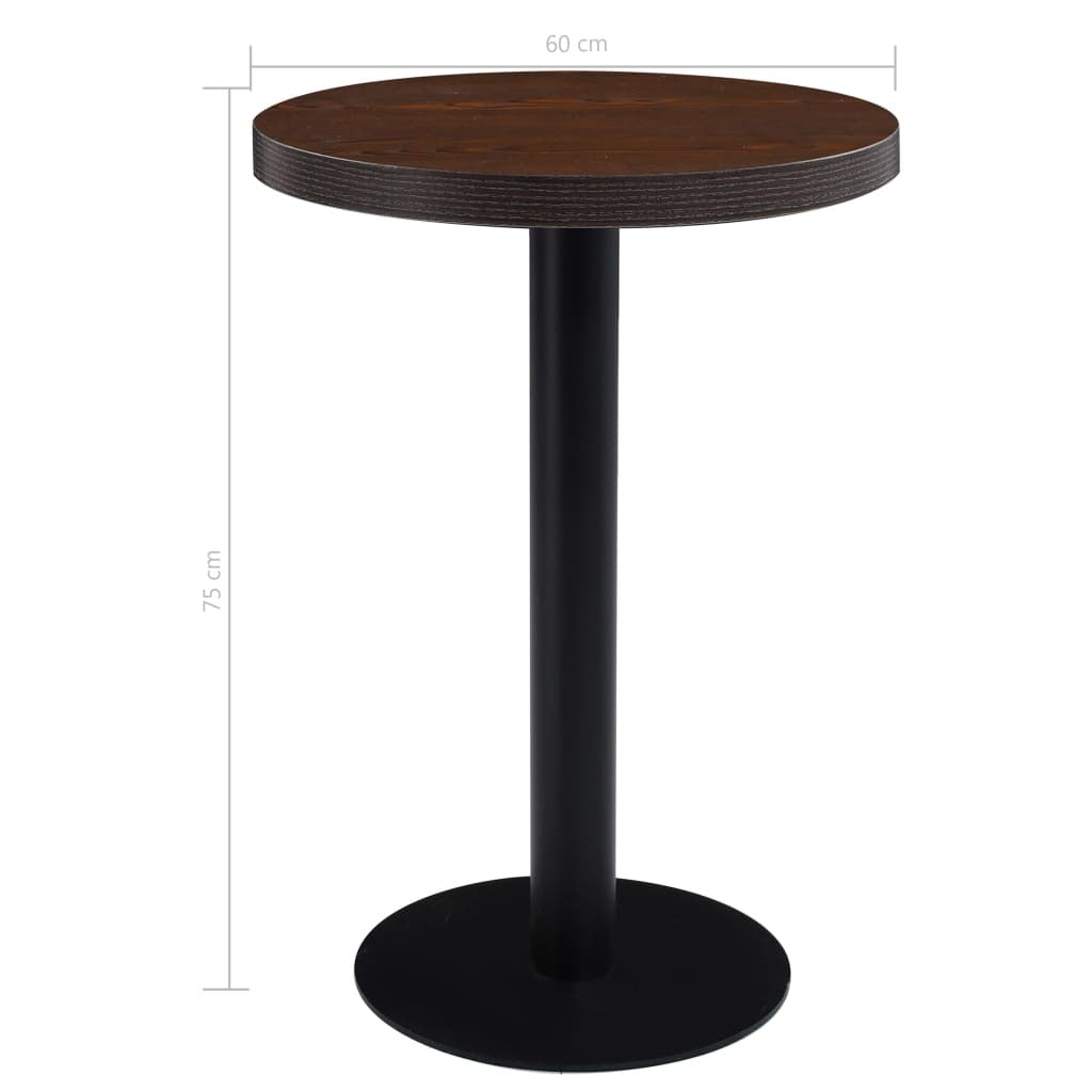 Bistro Table Dark Brown and Black MDF Top, Steel Legs Medium
