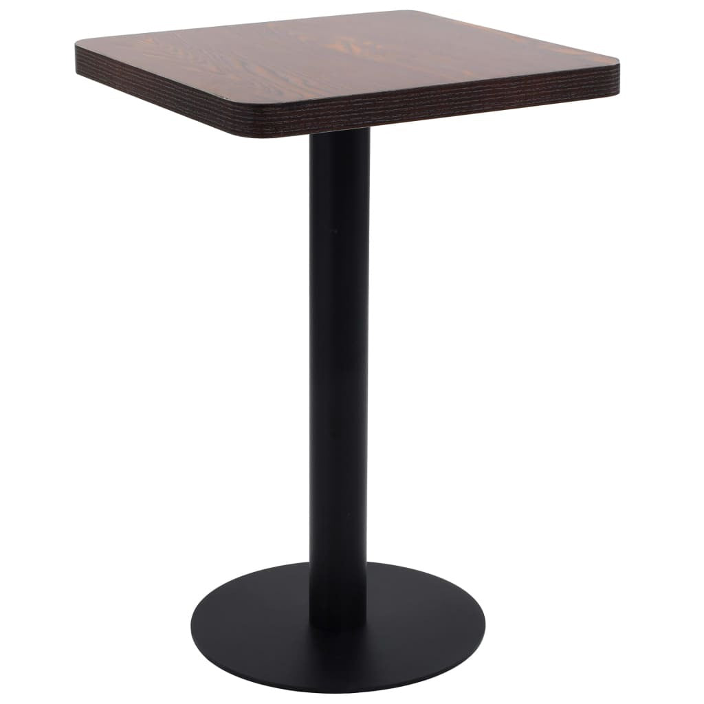 Bistro Table Dark brown, black MDF, steel 19.7 x 19.7 x 29.5 in