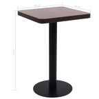 Bistro Table Dark brown, black MDF, steel 19.7 x 19.7 x 29.5 in