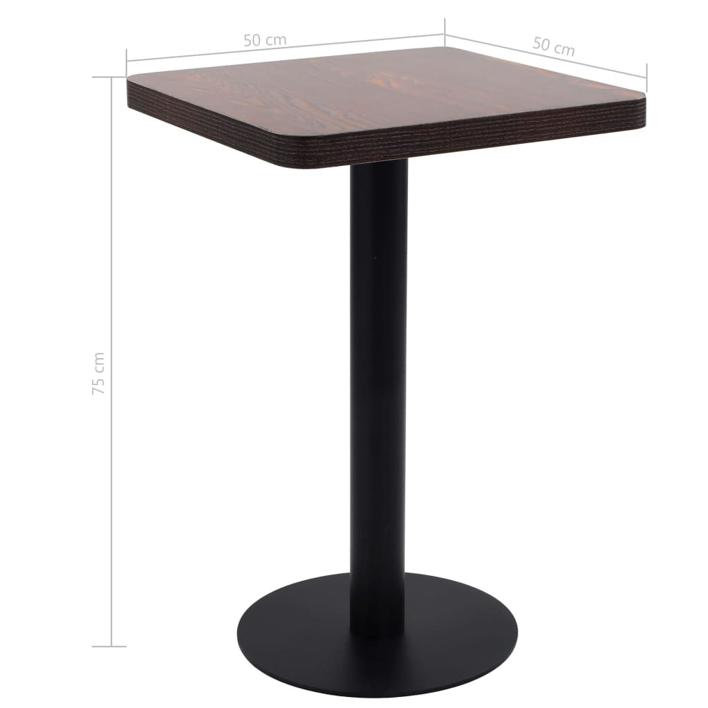 Bistro Table Dark brown, black MDF, steel 19.7 x 19.7 x 29.5 in