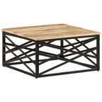 Coffee Table Brown Solid Mango Wood, Steel Medium Coffee Table