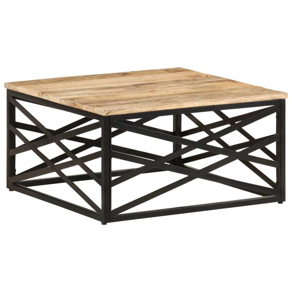 Coffee Table Brown Solid Mango Wood, Steel Medium Coffee Table