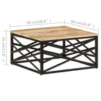 Coffee Table Brown Solid Mango Wood, Steel Medium Coffee Table