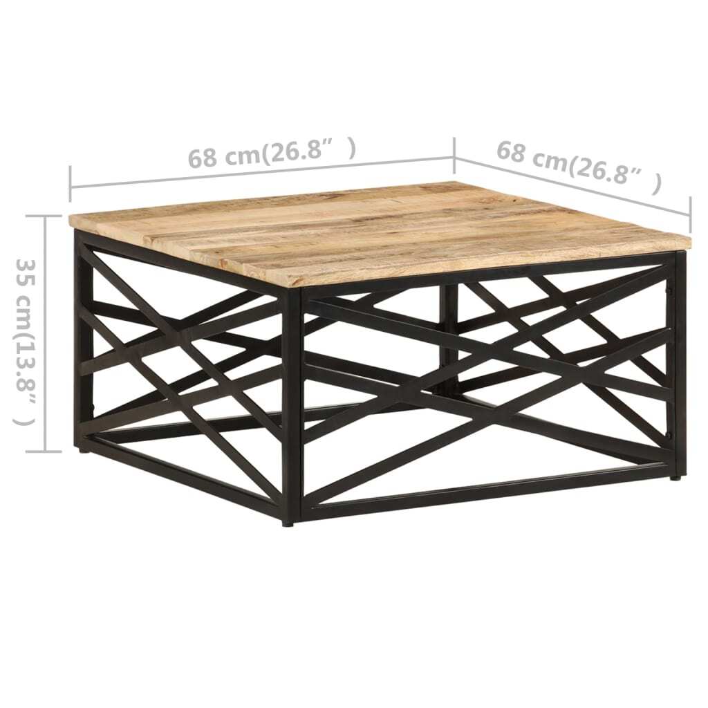 Coffee Table Brown Solid Mango Wood, Steel Medium Coffee Table