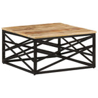 Coffee Table Brown Solid Mango Wood, Steel Medium Coffee Table
