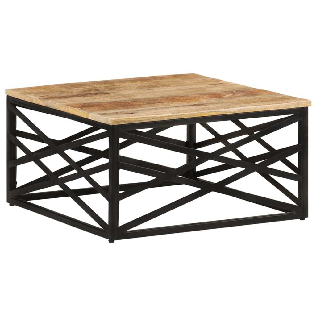 Coffee Table Brown Solid Mango Wood, Steel Medium Coffee Table