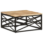 Coffee Table Brown Solid Mango Wood, Steel Medium Coffee Table