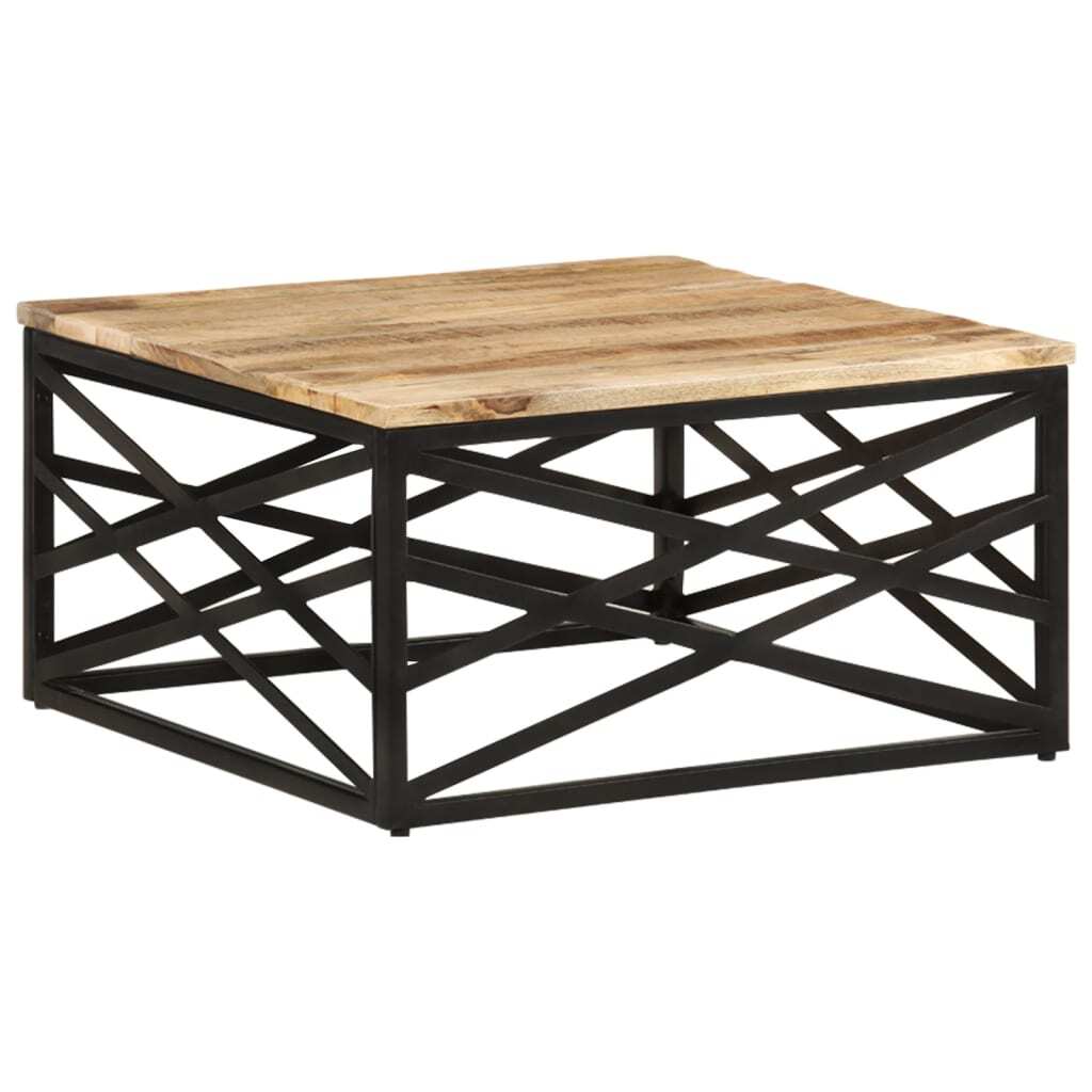 Coffee Table Brown Solid Mango Wood, Steel Medium Coffee Table