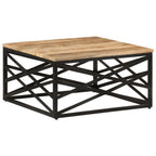 Coffee Table Brown Solid Mango Wood, Steel Medium Coffee Table