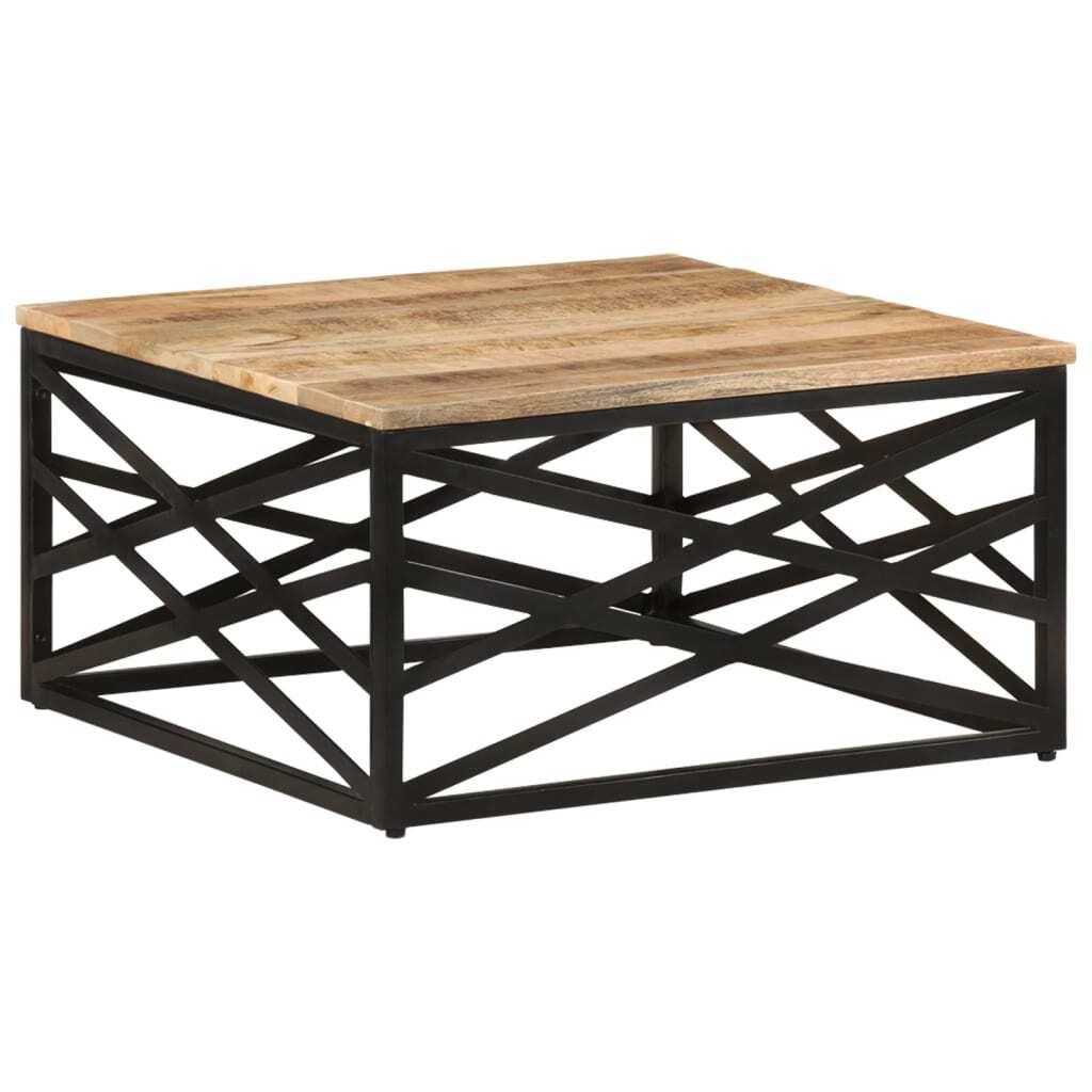 Coffee Table Brown Solid Mango Wood, Steel Medium Coffee Table