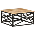 Coffee Table Brown Solid Mango Wood, Steel Medium Coffee Table