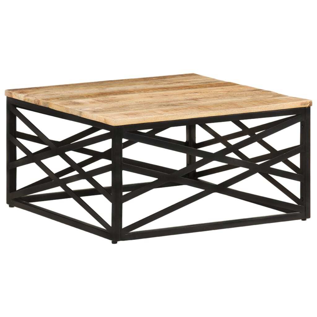 Coffee Table Brown Solid Mango Wood, Steel Medium Coffee Table