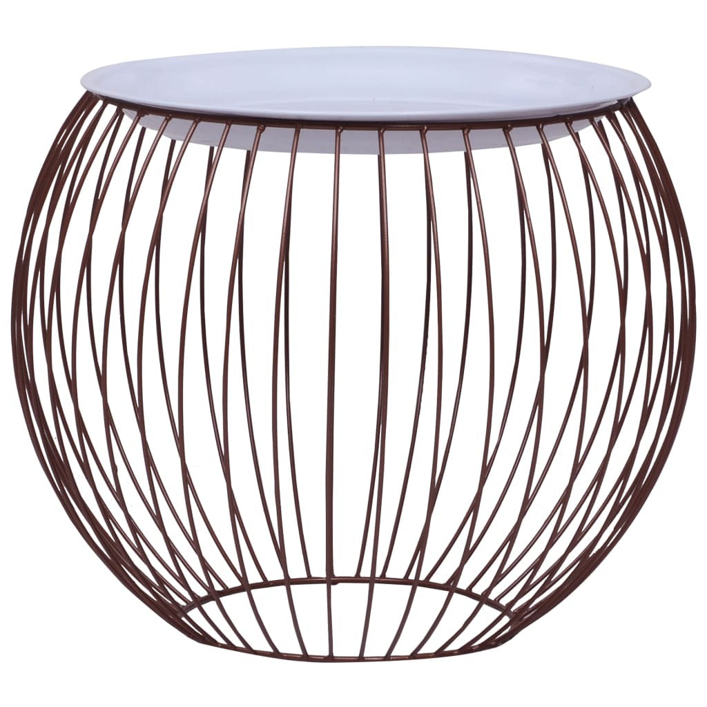 Coffee Table Set of 2 Gold, White Metal, MDF Large, Small