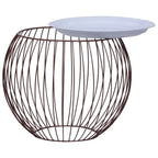 Coffee Table Set of 2 Gold, White Metal, MDF Large, Small