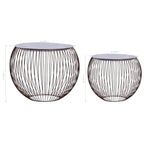 Coffee Table Set of 2 Gold, White Metal, MDF Large, Small