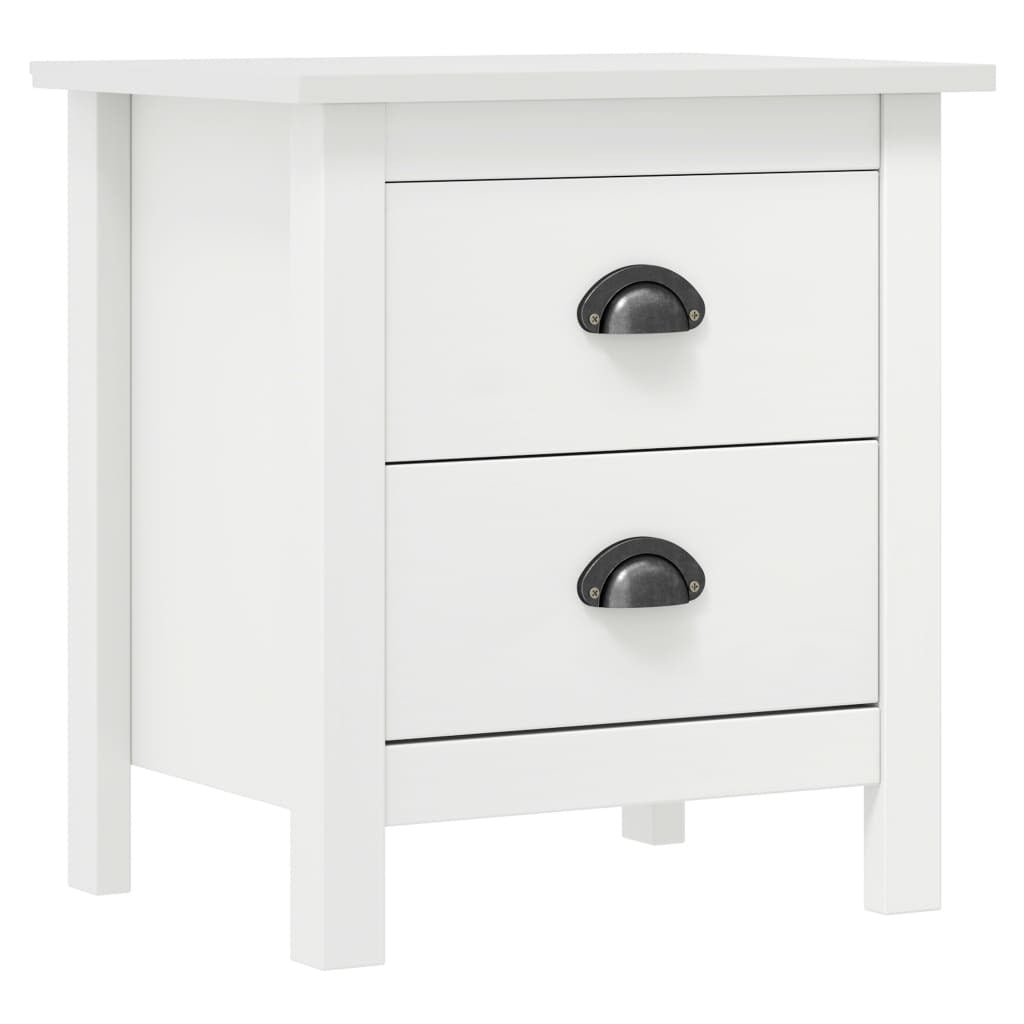 Bedside Cabinet White Solid pine wood Medium Bedside Cabinet