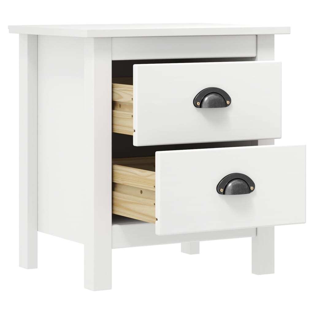 Bedside Cabinet White Solid pine wood Medium Bedside Cabinet