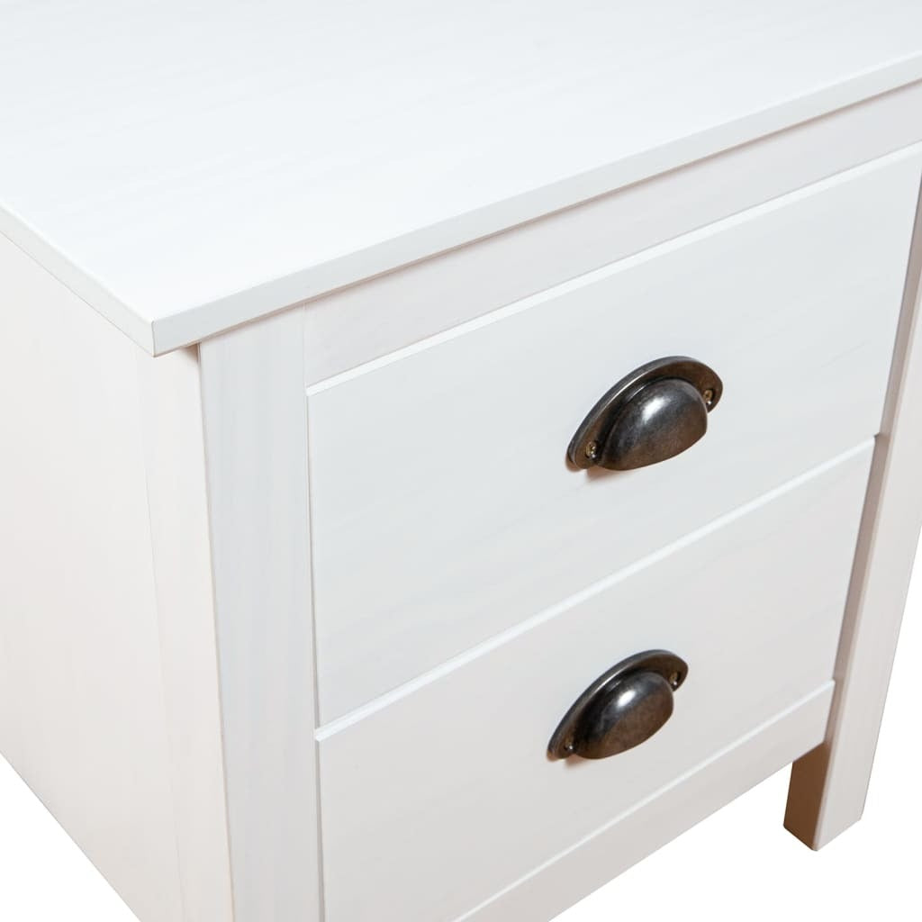 Bedside Cabinet White Solid pine wood Medium Bedside Cabinet