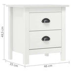 Bedside Cabinet White Solid pine wood Medium Bedside Cabinet