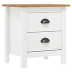 Bedside Cabinet Set of 2 White and Honey Brown Solid Pine Wood