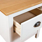 Bedside Cabinet Set of 2 White and Honey Brown Solid Pine Wood