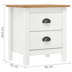 Bedside Cabinet Set of 2 White and Honey Brown Solid Pine Wood
