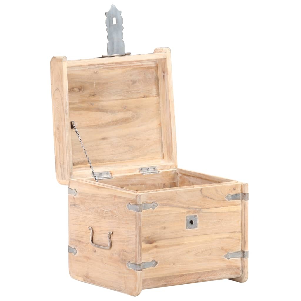 Chest White Solid Acacia wood 15.7 in x 15.7 in x 15.7 in