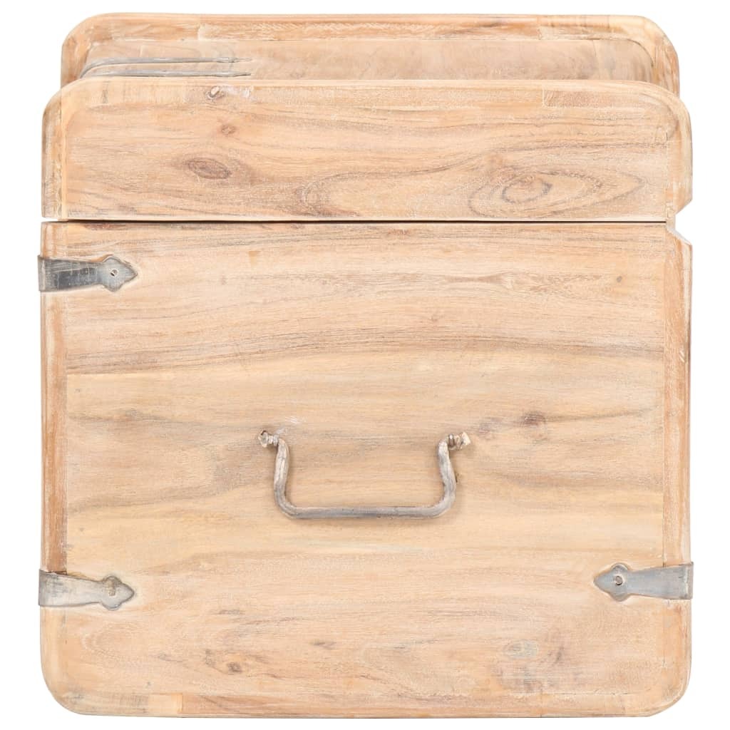 Chest White Solid Acacia wood 15.7 in x 15.7 in x 15.7 in