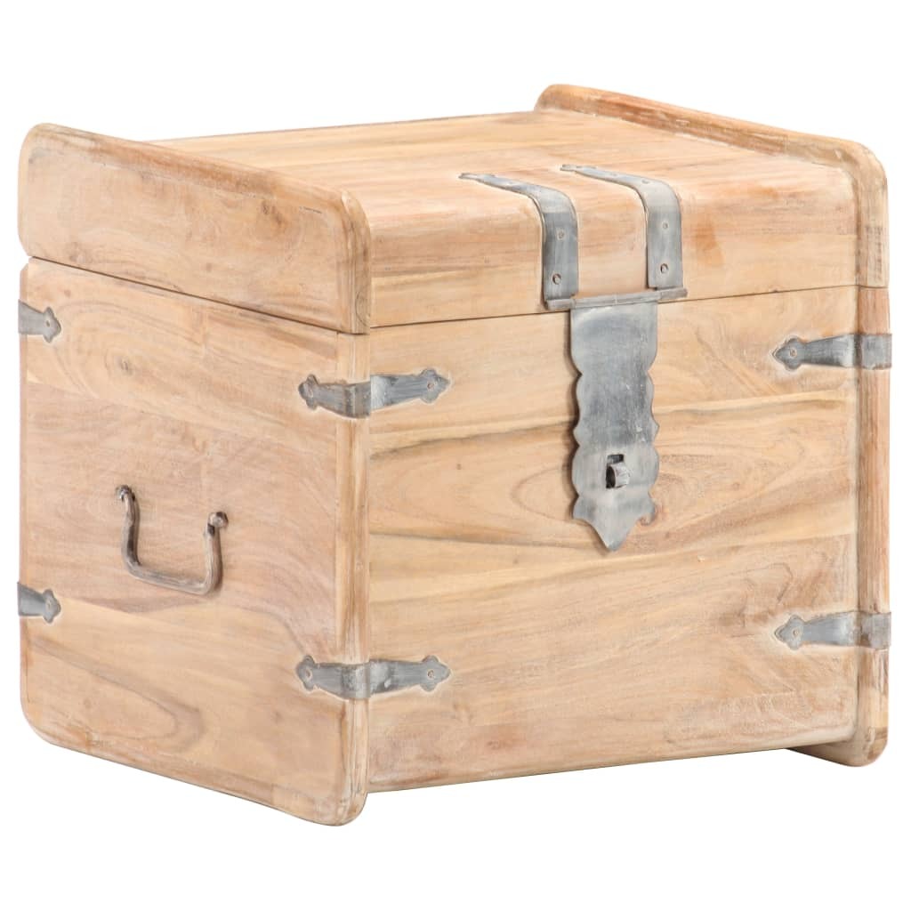 Chest White Solid Acacia wood 15.7 in x 15.7 in x 15.7 in