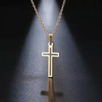 Trendy Titanium Steel Cross Necklace for Men and Women – Hip Hop Style