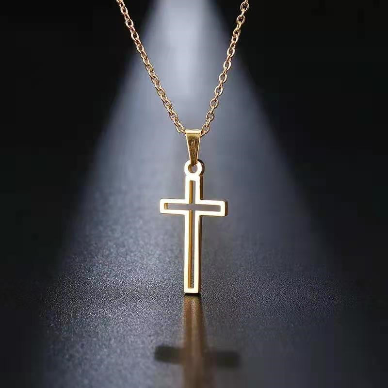 Trendy Titanium Steel Cross Necklace for Men and Women – Hip Hop Style