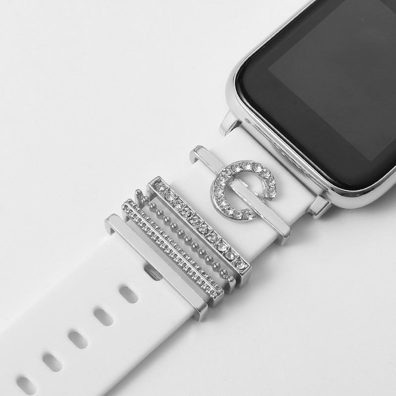 Customizable 26-Letter Diamond Silicone & Alloy Strap Bracelet
