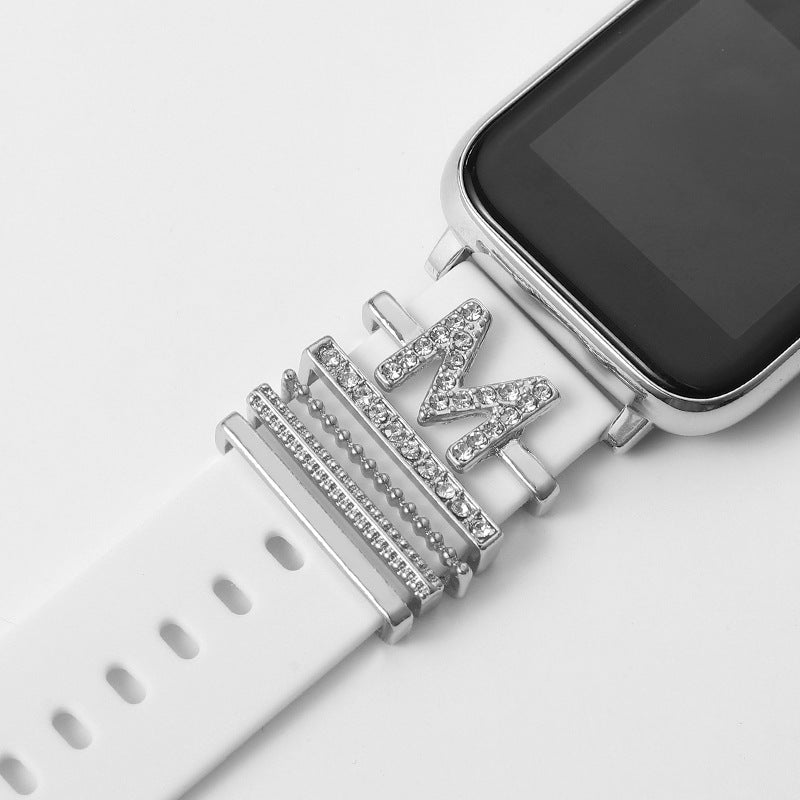 Customizable 26-Letter Diamond Silicone & Alloy Strap Bracelet