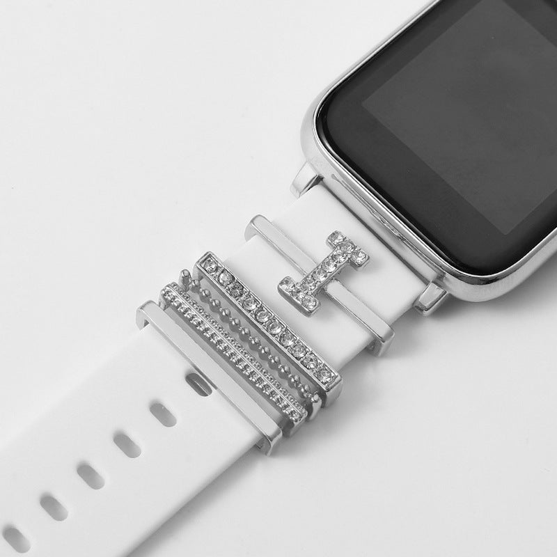 Customizable 26-Letter Diamond Silicone & Alloy Strap Bracelet