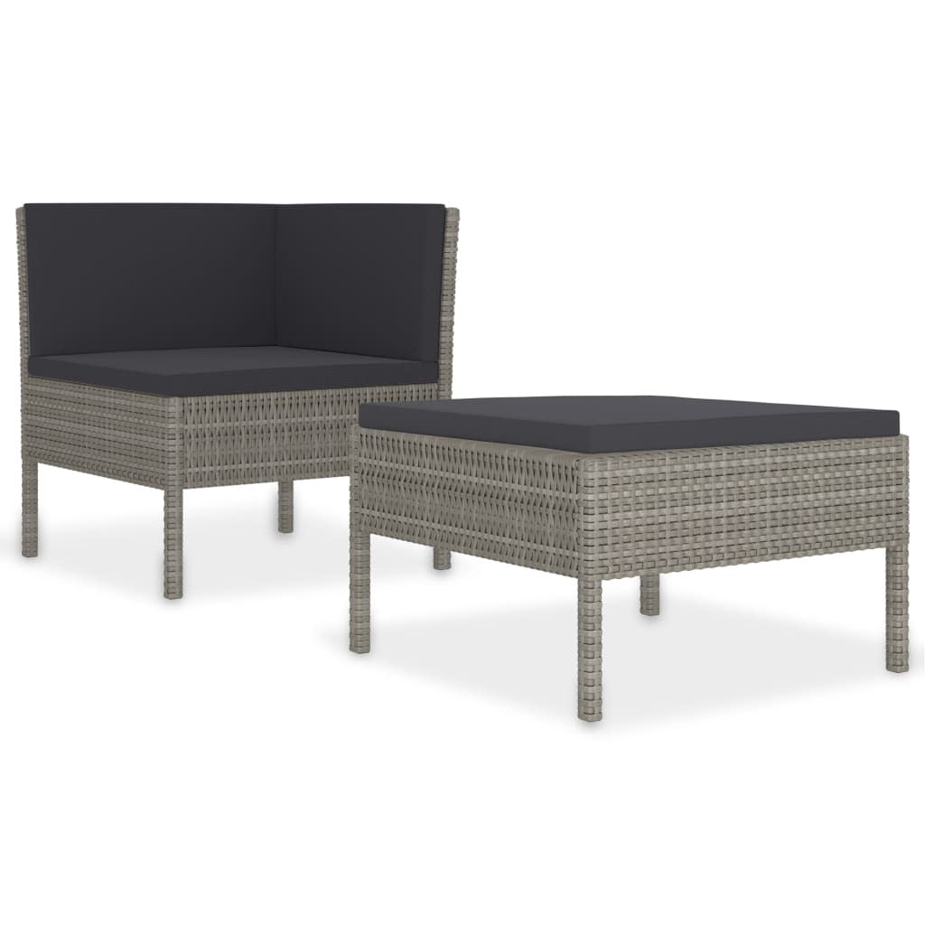 Garden Furniture Set Grey PE rattan Medium Modular
