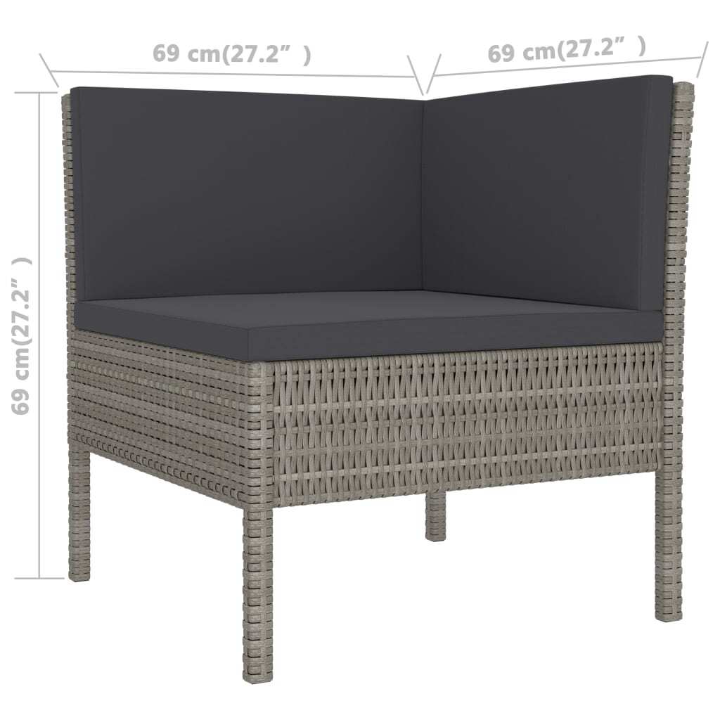 Garden Furniture Set Grey PE rattan Medium Modular