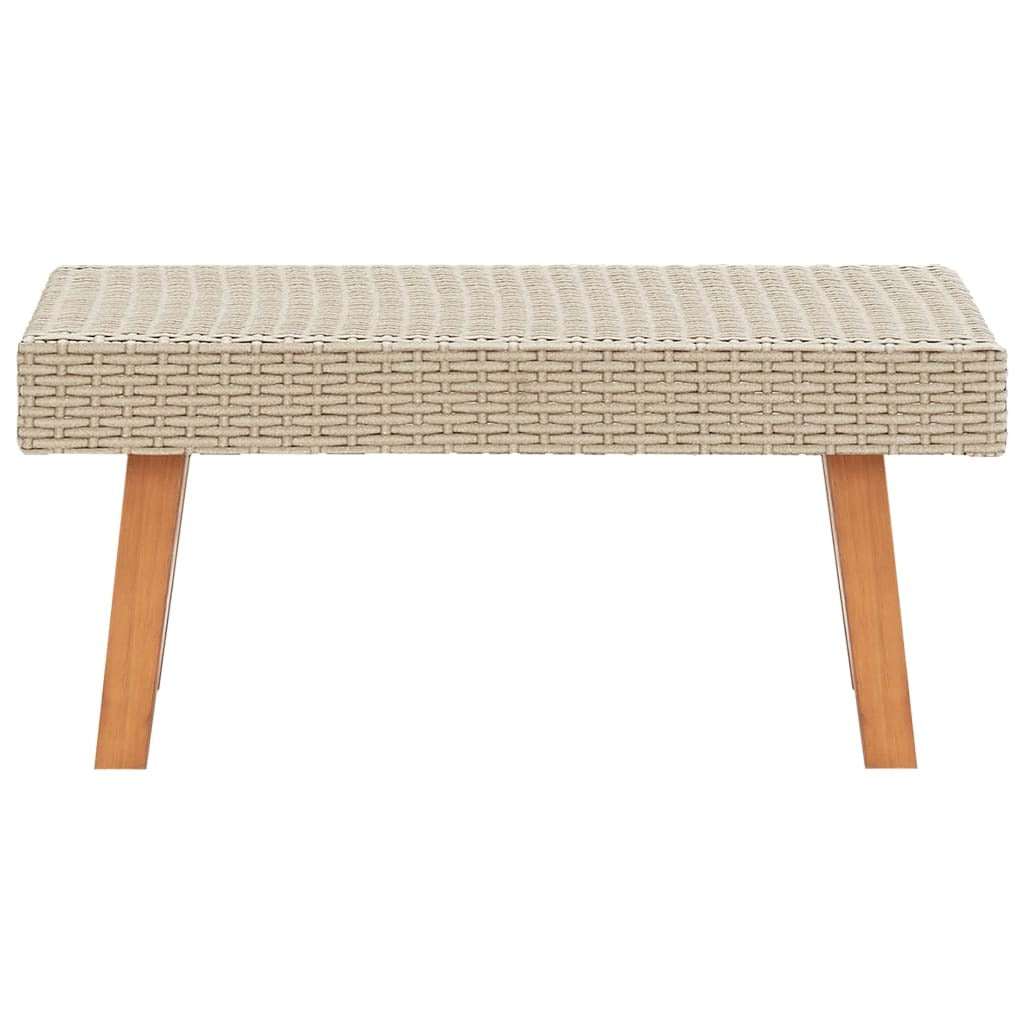 Coffee Table Beige PE Rattan Medium Lightweight Coffee Table