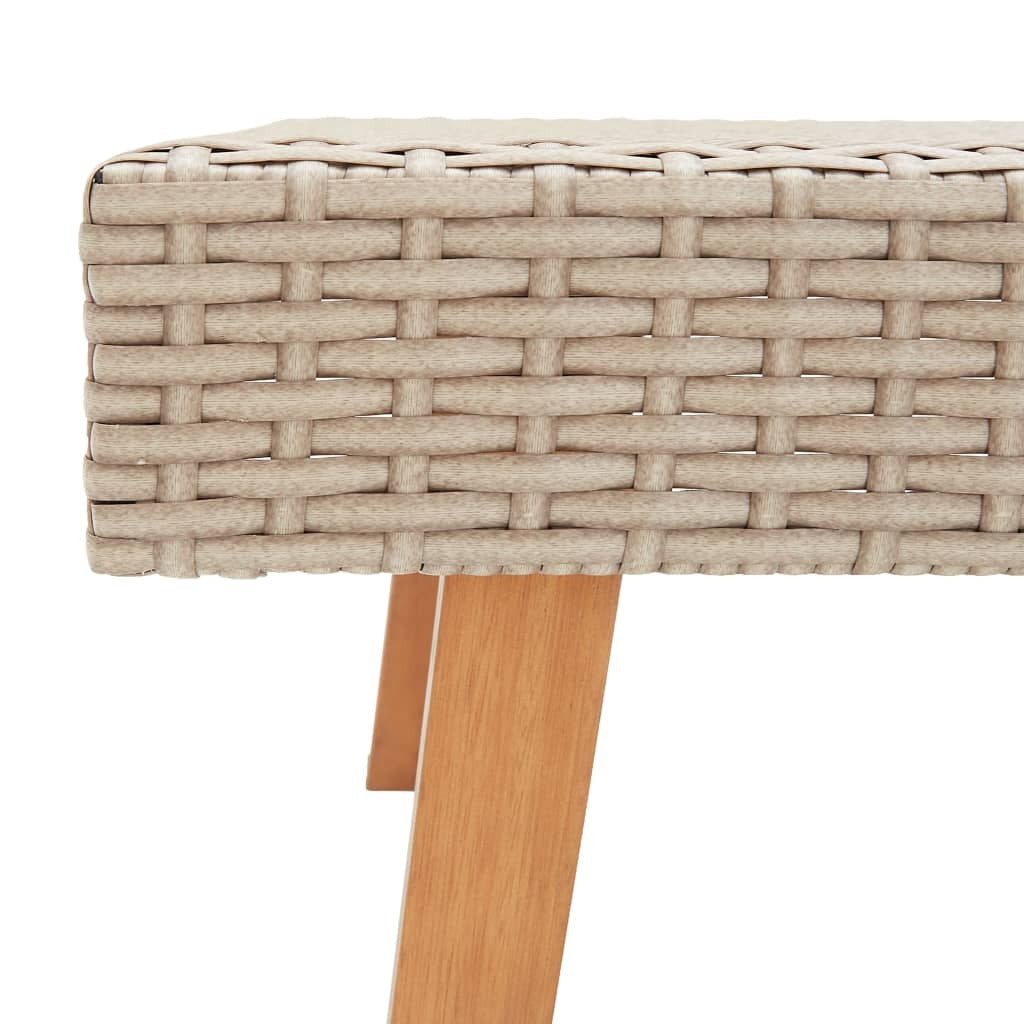 Coffee Table Beige PE Rattan Medium Lightweight Coffee Table